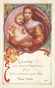Vintage Postcard 1921 Wishing You Happiness for Christmas & New Year Greetings