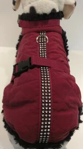 Abrigo de invierno abrigo de perro estepa chihua peluche XS S M rojo vino brillo perro cálido - Imagen 1 de 5