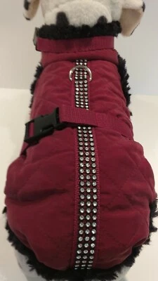 Winter Coat Dog Coat Quilted Chihuahua Plush XS S M Maroon Glitter Dog Warm - Image 1 of 4