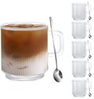 6 PACK 12 OZDESIGN?MASTER Premium Vertical Stripes Glass Coffee Mugs with Spo...