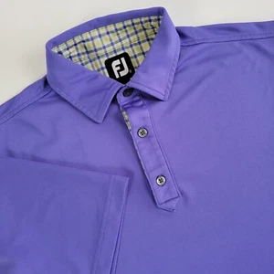 FootJoy FJ Men's Medium Purple Plaid Inner Short Sleeve Stretch Polo Golf Shirt - Picture 1 of 7