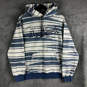 Vintage Ralph Lauren Denim Supply Aztec Blue Pullover Hoodie Sweatshirt Mens XL - Picture 1 of 12