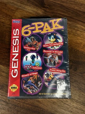 6-Pak Sega Genesis Factory Sealed, brand new with hangtag RARE first print - Image 1 of 4