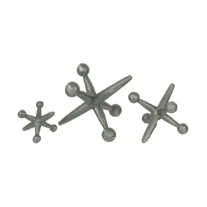 Scratch & Dent Set of 3 Raw Cast Iron Decorative Toy Jack Sculptures - Picture 1 of 6