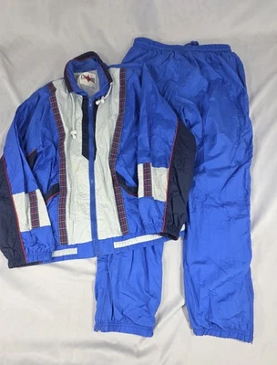 Vtg Active Frontier Men's Nylon Tracksuit 90s Blue Set Running Suit Size XLarge - Image 1 of 4