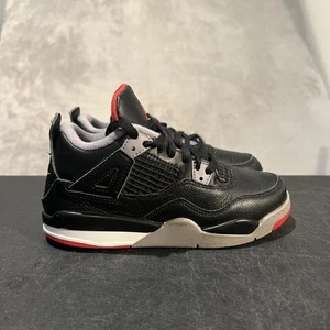 Nike Air Jordan 4 Zapatos Retro Juveniles Talla 13.5C Negro Rojo Cemento BQ7669-006 OG - Imagen 1 de 11