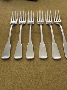 (6) Oneida AMERICAN COLONIAL Satin Cube Stainless Flatware 7 1/4" DINNER FORKS - Picture 1 of 11