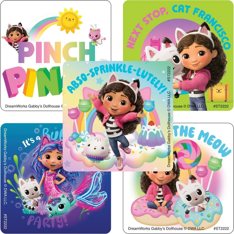 25 pegatinas de películas de casa de muñecas Gabby's (con licencia), 2,5"x2,5" cada una, favoritos de fiesta Foto 1 de 1