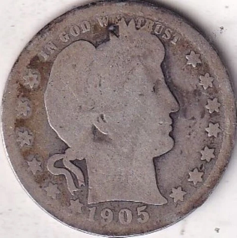 1905-O SILVER Barber Quarter #241 - AG - BEAUTIFUL COLOR - BEAUTIFUL COIN Cover