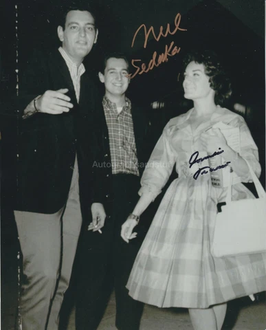 Neil Sedaka & Connie Francis HAND SIGNED 8x10 Photo, Autograph Lipstick Collar Cover