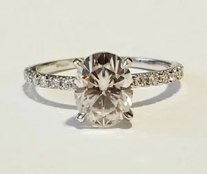 2.50 Carat Oval MoissaniteRing in 14k White Gold Charles & Colvard - Picture 1 of 9