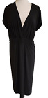 Women's Size 20-22 Black V-neck Stretchy Short Sleeved Dress Made By Autograph