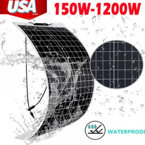 150W 300W 600W 900W 12V Mocrystalline Solar Panel Off Grid RV Home Cabin Roof - Picture 1 of 18