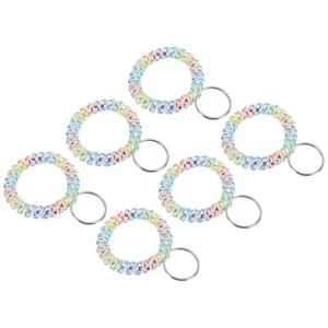 6pcs Stretchable Wristband Wristlet TPU Spiral Wrist Keychain Light Colorful - Picture 1 of 6