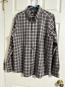 Hart Schaffner Marx Karohemd grau rost ägyptische Baumwolle Langarm Freizeit L - Bild 1 von 7