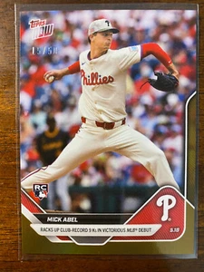 2025 Topps Now Mick Abel #194 MLB Debutto Rookie Card RC Gold Foil /50 Phillies - Foto 1 di 2