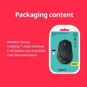 Logitech M720 TRIATHLON Bluetooth Wireless Optical Mouse with Receiver Ergonomic - Picture 1 of 6