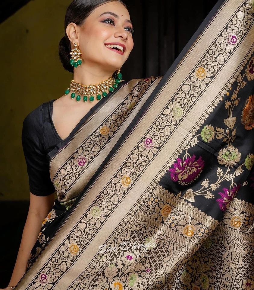 Blusa sari de seda nupcial de diseñador Sari Bollywood ropa de fiesta del sur de la India sari Foto 1 de 4