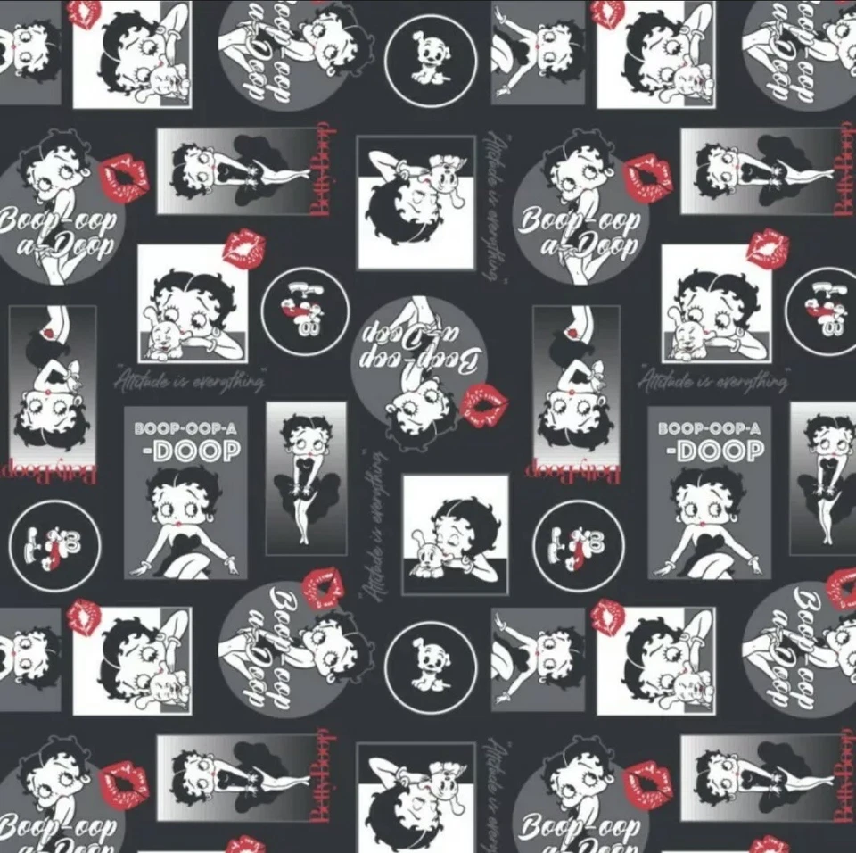BETTY BOOP CLASSIC SASSY PRINT 100% COTTON FABRIC MATERIAL CAMELOT BLACK