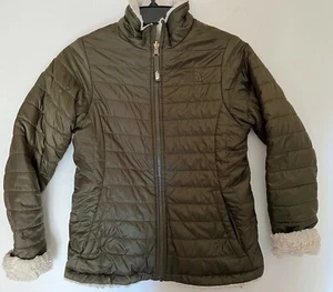The North Face Mossbud Reversible Coat Jacket L(14/16) Gray Insulation Fleece - Picture 1 of 7