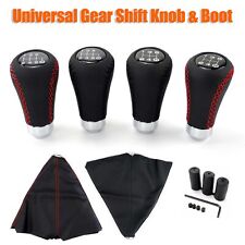 Universal 5 6 Speed Car Gear Shift Knob Manual Shifter Boot PU Leather Line
