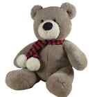Aurora Plush Teddy Bear with Checkered Scarf, Very Soft, Cuddly, Classic Toy 