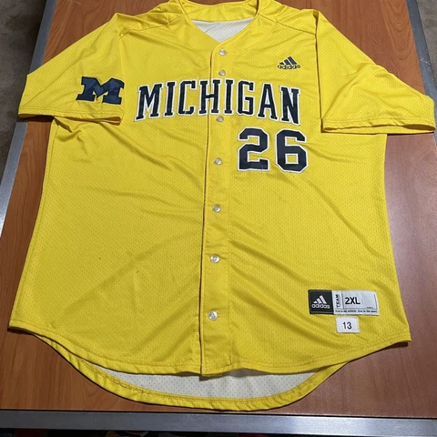 2013 Game Worn Adidas Michigan Wolverines NCAA Baseball Jersey Used Yellow XXL Cover