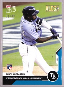 Randy Arozarena Tampa Bay Rays Rookie Postseason HRs 2020 Topps Now 399 Blue /49