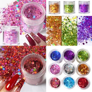 Holographic Hexagon Chunky Glitter Mix For Nails, Resin Crafts, Tumblers, Makeup - Picture 1 of 21