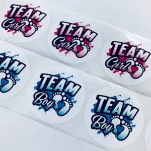 Gender Reveal Aufkleber Team Junge Team Mädchen Babyparty Geschenk Abstimmung Etiketten Party - Bild 1 von 4