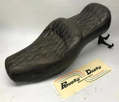 Asiento Harley Davidson Mustang Super Glide cuero cosido diamante marrón Foto 1 de 4