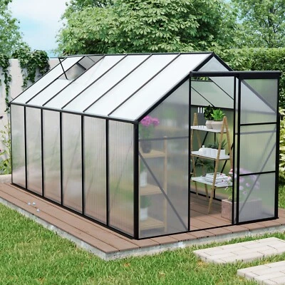 6x12 FT Outdoor Walk-in Greenhouse Black with Sliding Door and Adjustable Roof - Image 1 of 4