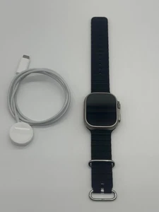 Apple Watch Ultra 49mm Titanium Case with Midnight Ocean Band, One Size (GPS... - Picture 1 of 14