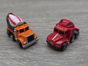 Galoob Vintage Micro Machines Red Semi Truck Cab & Cement Mixer Orange Lot of 2  - Picture 1 of 9