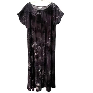 J. Jill Purejill Tie-dyed Velvet Maxi Midi Dress Womens Medium Deep Blue Shift - Picture 1 of 10