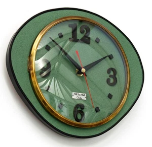 NEW 25cm Retro Green Wall Clock - Mid Century Style Vintage French Style Formica - Picture 1 of 3