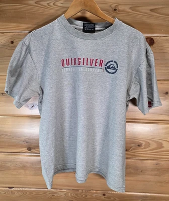 VTG Quicksilver T Shirt Men Large BOXY Gray Stain Y2K Surf Beach Grunge - Image 1 of 4