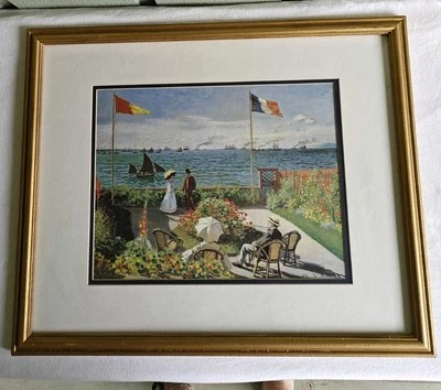 Litografía enmarcada y mate Claude Monet "Terrace At Siante Address" 18"Hx22"W Foto 1 de 4