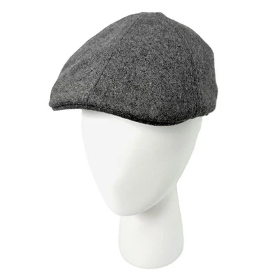 羊毛混纺平底帽报童帽灰色水牛格子衬里中号 — 第 1/4 张图片