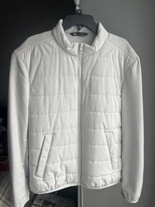 Zara Men Front Puffer Quilted Jacket Size XL Full Zip Pockets Silver Casual - Picture 1 of 11