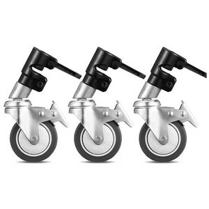 3PCS Magic Leg Swivel Casters with Brake 25mm Sleeve for C-Frame Stands - Picture 1 of 5