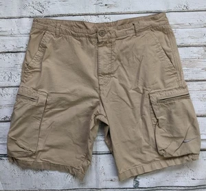 Nike khaki hellbraune Cargoshorts ~ Herren 36 ~ Reißverschlusstaschen Camp Wandern 10" Schrittlänge - Bild 1 von 5