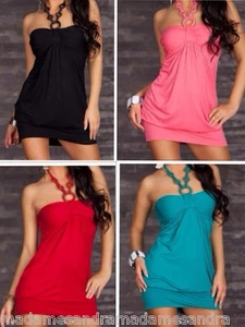 MINI VESTIDO ESPALDA ABIERTA SIN ESPALDA CLUBBING STRIPPER ROPA CLUB VESTIDO DE VERANO 10 12 14 - Imagen 1 de 12