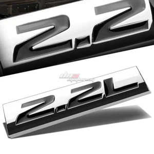 ALUMINUM STICK ON POLISHED CHROME BLACK 2.2L 2.2 L DECAL EMBLEM TRIM BADGE LOGO - Picture 1 of 2