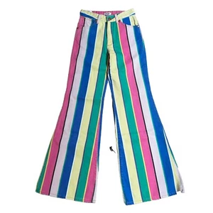 Wrangler Wanderer 622 High Rise Flare Bell Bottom Jean 24x34 Striped Free People - Picture 1 of 12