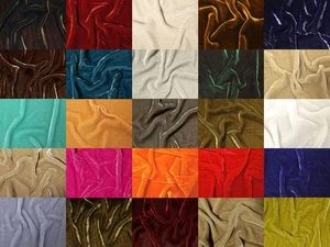 40+ COLORS DRAPERY CLOTHING BACKDROP SILK VELVET 54" WIDE FABRIC BY THE YARD - Picture 1 of 36