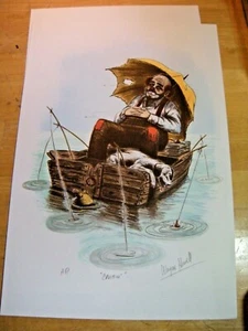 Wayne Howell "Cruisin'" Fishing & Clowns Artist's Proof & Unsigned Lithographs - Picture 1 of 10
