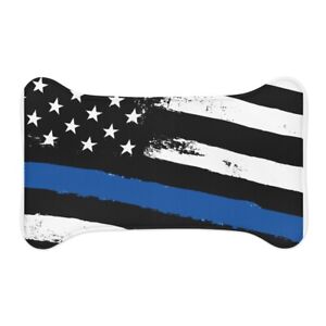 Pet Feeding Mats Police Gift, thin blue line, American Flag