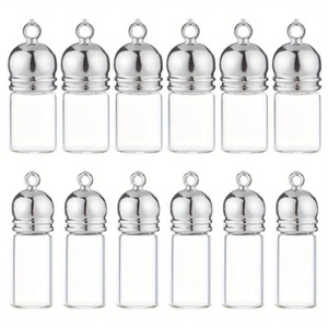 1Box 12 Pcs 2 Sizes Glass Bottle Pendants Mini Clear Refillable Bottles Wish - Picture 1 of 5