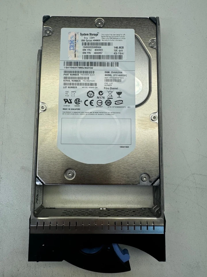 IBM 40K6820 40K6823 40K6857 1S40K6820 146.8Gb 15K 4Gb/s Fibre Channel 3.5in HDD - Image 1 of 4